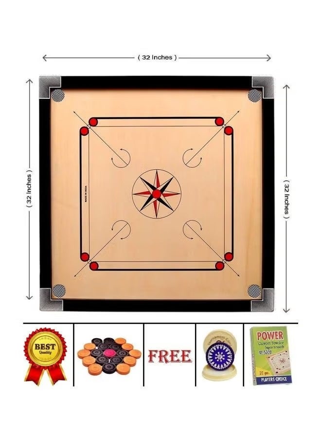 Easy Shop Wooden Carrom Board Game with Smooth Playing Surface – Classic Indoor Board Game - Image 2